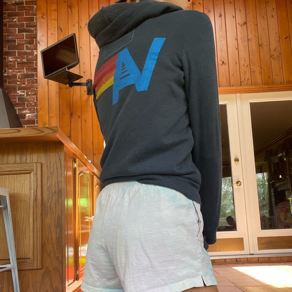 SOLD—Aviator Nation RARE Charcoal Heather Blue Zip Hoodie 14 Youth Women’s XS - Picture 3 of 11